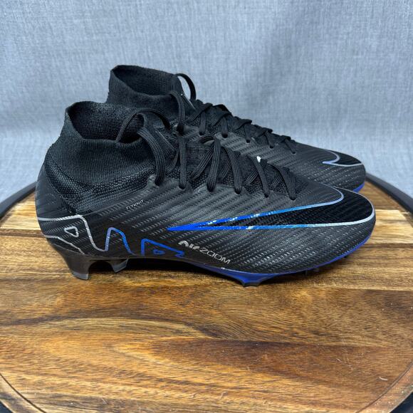 Nike Mercurial Superfly 9 Elite Men's 6.5 FG Black Royal Chrome Soccer Cleats - Picture 1 of 7